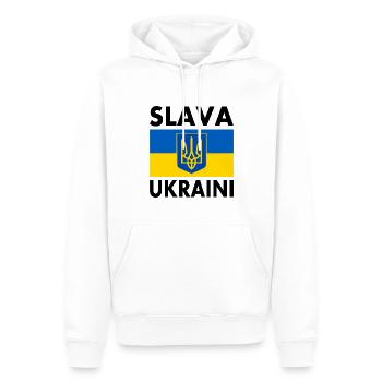 Slava ukraini - Sweat à capuche Premium bio Homme - blanc - Devant - Nico (187cm)