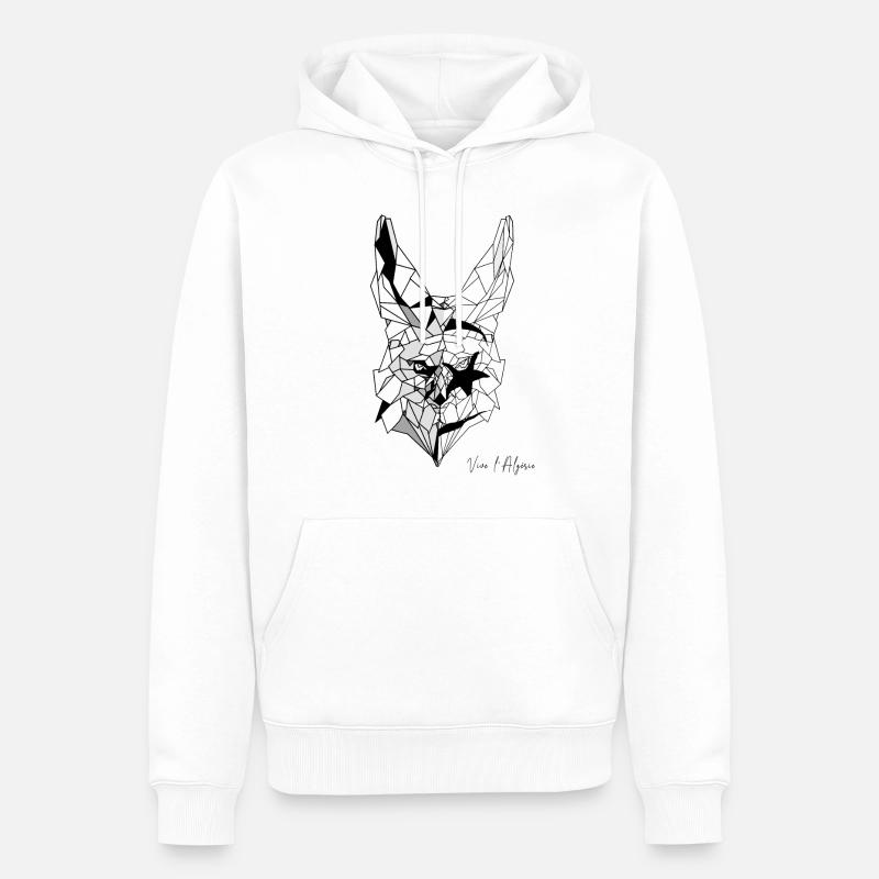 Fennec polygone drapeau de l'Algérie - Sweat à capuche Premium bio Homme - blanc