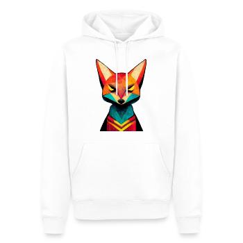 Bunter Fuchs in Fraktal Welt - Männer Premium Bio Hoodie - Weiß - Vorne - Nico (187cm)