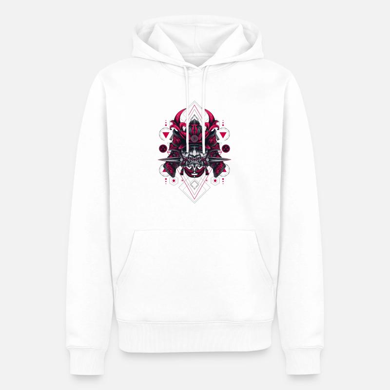 ONI SAMURAI SACRED GEOMETRY - Männer Premium Bio Hoodie - Weiß