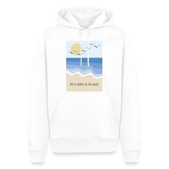 La vie est plus belle à la plage - Sweat à capuche Premium bio Homme - blanc - Devant - Nico (187cm)