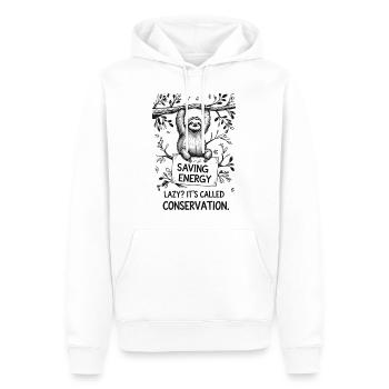 Faultier – Faul? Das nennt man Energiesparen! - Männer Premium Bio Hoodie - Weiß - Vorne - Nico (187cm)
