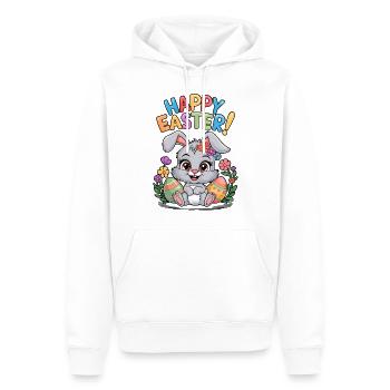 Lapin de Pâques Joyeuses Pâques Oeuf de Pâques Pâques - Sweat à capuche Premium bio Homme - blanc - Devant - Nico (187cm)