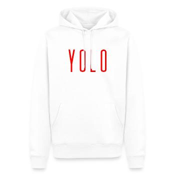YOLO - Men’s Premium Organic Hoodie - white - Front - Nico (187cm)