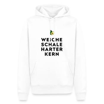 WEICHE SCHALE HARTER KERN - Männer Premium Bio Hoodie - Weiß - Vorne - Nico (187cm)