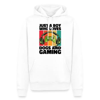 Gamer und Hunde: Videospiele und Hundetreue - Männer Premium Bio Hoodie - Weiß - Vorne - Nico (187cm)