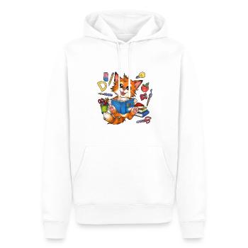 Niedliche Katze Katzenkind mit Zuckertüte Schule - Männer Premium Bio Hoodie - Weiß - Vorne - Nico (187cm)