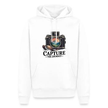 Capture the Journey - Männer Premium Bio Hoodie - Weiß - Vorne - Nico (187cm)