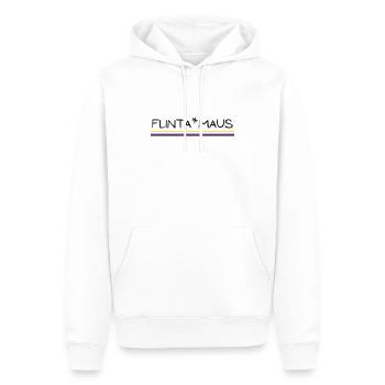 Flinta*Maus Logo non binary flag - Männer Premium Bio Hoodie - Weiß - Vorne - Nico (187cm)