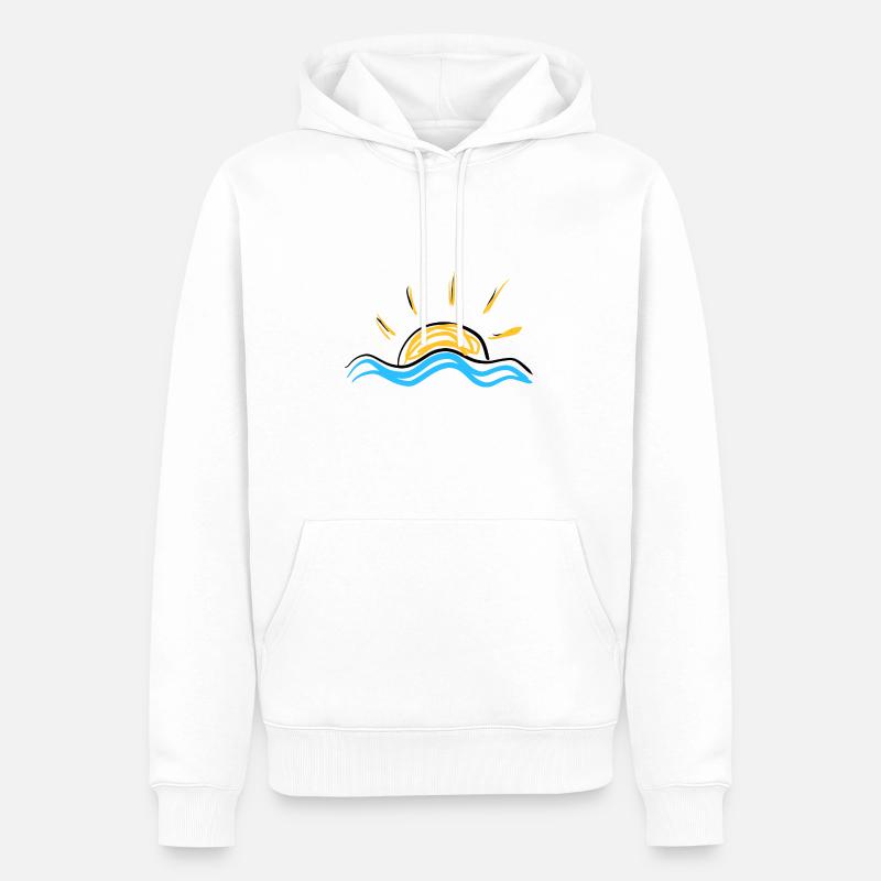 Soleil Mer - Sweat à capuche Premium bio Homme - blanc