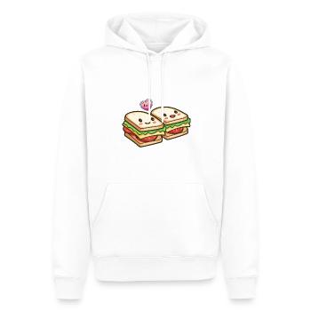 Sandwich Couple Amour Coeur Saint Valentin - Sweat à capuche Premium bio Homme - blanc - Devant - Nico (187cm)