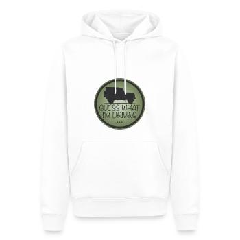 Defender - Ratet mal, was ich fahre - Männer Premium Bio Hoodie - Weiß - Vorne - Nico (187cm)