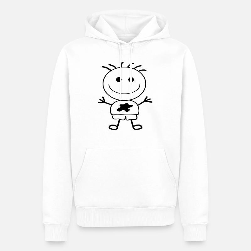 Strichmännchen-Junge - Männer Premium Bio Hoodie - Weiß