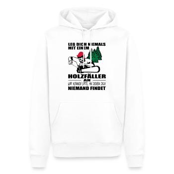 Holzfäller mit Motorsäge - Männer Premium Bio Hoodie - Weiß - Vorne - Nico (187cm)