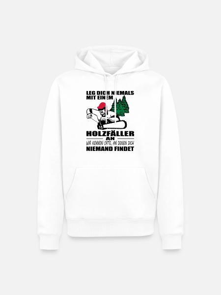 Holzfäller mit Motorsäge - Männer Premium Bio Hoodie - Weiß
