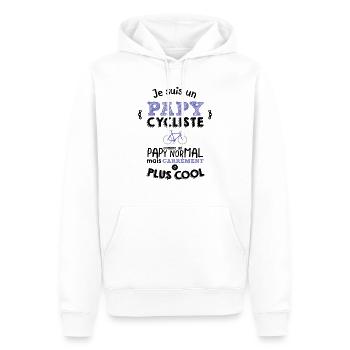 Papy cycliste carrément plus cool - Sweat à capuche Premium bio Homme - blanc - Devant - Nico (187cm)