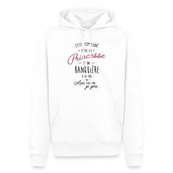 princesse et banquiere - Sweat à capuche Premium bio Homme - blanc - Devant - Nico (187cm)