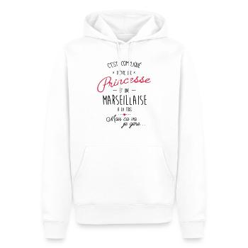 princesse et Marseillaise - Sweat à capuche Premium bio Homme - blanc - Devant - Nico (187cm)