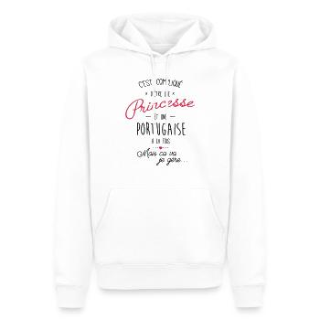 princesse et portugaise - Sweat à capuche Premium bio Homme - blanc - Devant - Nico (187cm)