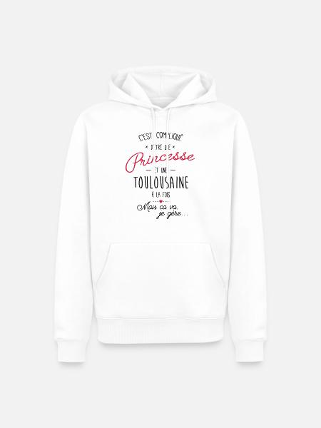 princesse et Toulousaine - Sweat à capuche Premium bio Homme - blanc