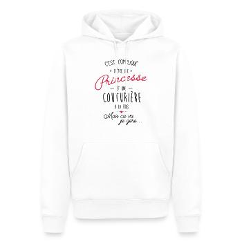 princesse et couturière - Sweat à capuche Premium bio Homme - blanc - Devant - Nico (187cm)