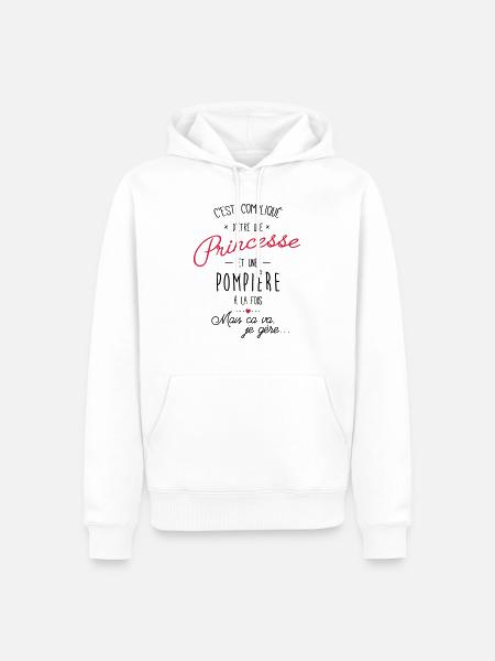 Princesse et pompière - pompier - Sweat à capuche Premium bio Homme - blanc