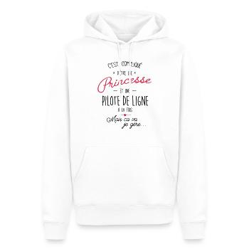 Princesse et Pilote de ligne - Sweat à capuche Premium bio Homme - blanc - Devant - Nico (187cm)
