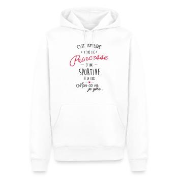 Princesse et sportive - Sweat à capuche Premium bio Homme - blanc - Devant - Nico (187cm)