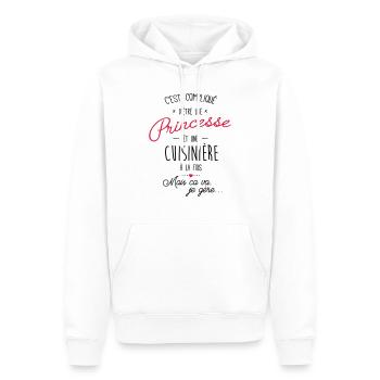 Princesse et cuisinière - Sweat à capuche Premium bio Homme - blanc - Devant - Nico (187cm)