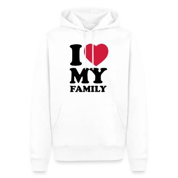 I love my family - Männer Premium Bio Hoodie - Weiß - Vorne - Nico (187cm)