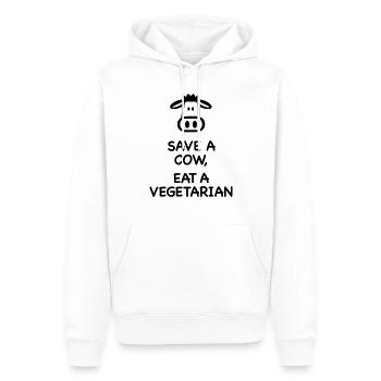 Save a Cow eat Vegetarian - Sweat à capuche Premium bio Homme - blanc - Devant - Nico (187cm)