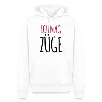 Lustiger Spruch Ich mag Züge Zugfahrer Geschenk - Männer Premium Bio Hoodie - Weiß - Vorne - Nico (187cm)