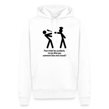 accident travail - Sweat à capuche Premium bio Homme - blanc - Devant - Nico (187cm)