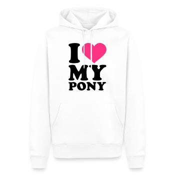 I love my Pony - Sweat à capuche Premium bio Homme - blanc - Devant - Nico (187cm)