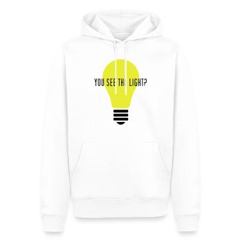 YOU SEE THE LIGHT? - Männer Premium Bio Hoodie - Weiß - Vorne - Nico (187cm)