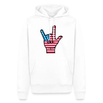 hand_usa - Sweat à capuche Premium bio Homme - blanc - Devant - Nico (187cm)