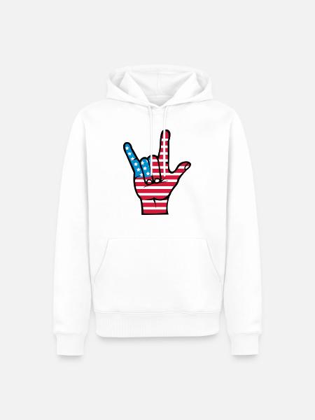 hand_usa - Sweat à capuche Premium bio Homme - blanc