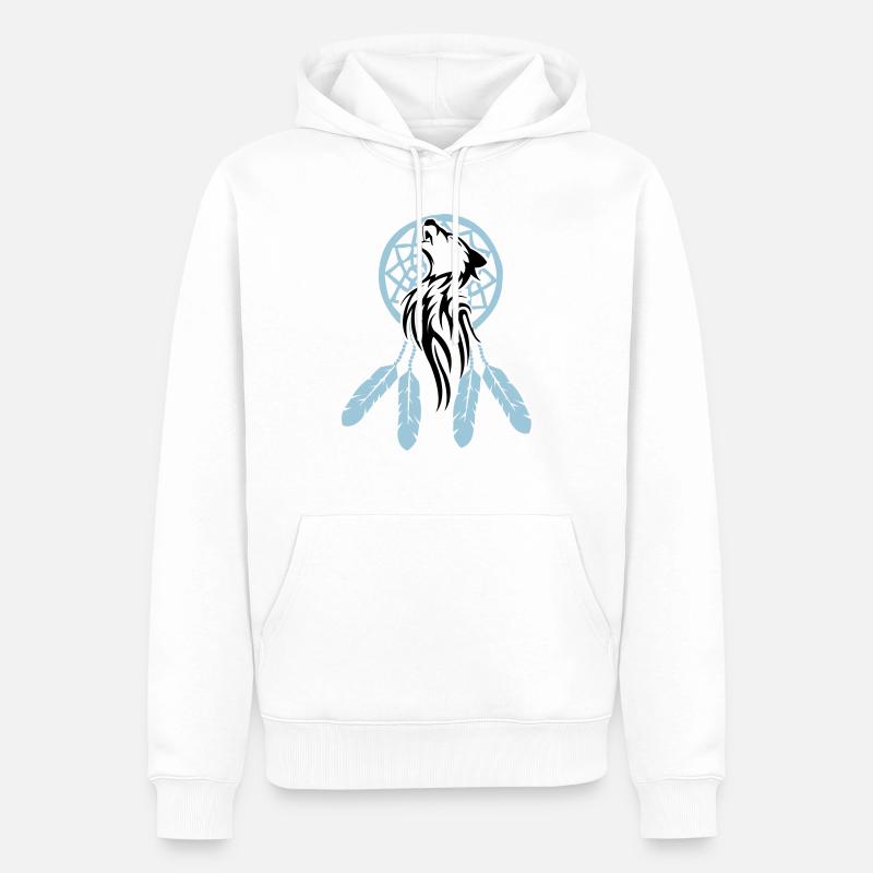 wolf_traumfaenger_002 - Sweat à capuche Premium bio Homme - blanc