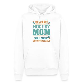 Passen Sie auf, dass Hockey-Mamma unkontrolliert schreit - Männer Premium Bio Hoodie - Weiß - Vorne - Nico (187cm)