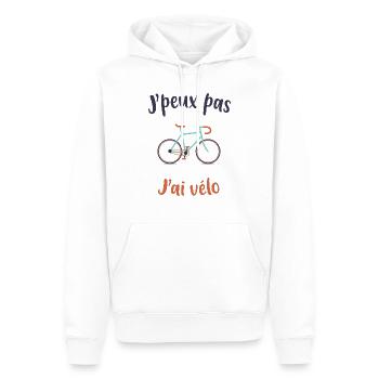 J'peux pas j'ai vélo, idée cadeau vélo - Sweat à capuche Premium bio Homme - blanc - Devant - Nico (187cm)