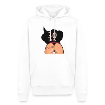 30 ans anniversaire fesse cul bulle humour derrier - Sweat à capuche Premium bio Homme - blanc - Devant - Nico (187cm)