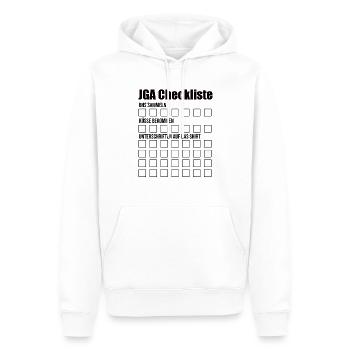 JGA Bräutigam Junggesellenabschied Checkliste body - Männer Premium Bio Hoodie - Weiß - Vorne - Nico (187cm)