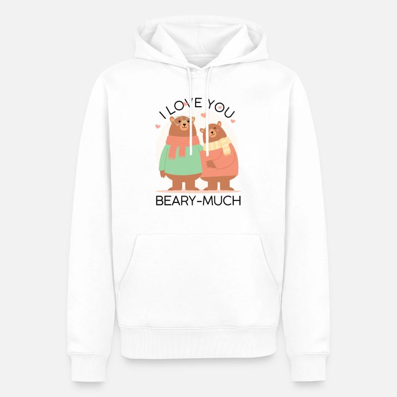 beary much bear much - Sweat à capuche Premium bio Homme - blanc