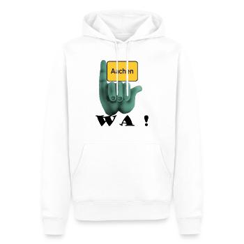Aix-la-Chapelle, wa ! - Panneau local d’Aix-la-Chapelle avec Klenkes - Sweat à capuche Premium bio Homme - blanc - Devant - Nico (187cm)