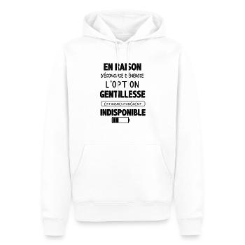 Option gentillesse momentanément indisponible - Sweat à capuche Premium bio Homme - blanc - Devant - Nico (187cm)