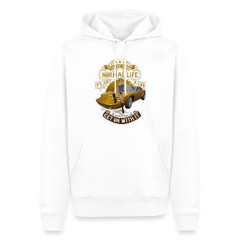 normal life - Männer Premium Bio Hoodie - Weiß - Vorne - Nico (187cm)