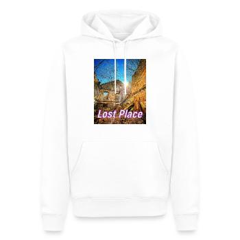 Visite de Lost Place - La Vieille Forge - Sweat à capuche Premium bio Homme - blanc - Devant - Nico (187cm)