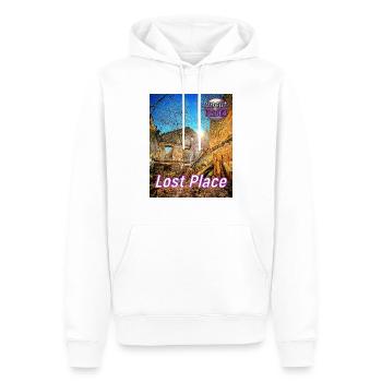 Lost Place - À l’ancienne forge - Sweat à capuche Premium bio Homme - blanc - Devant - Nico (187cm)