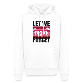 REMEMBRANCE - LET WE FORGET - Men’s Premium Organic Hoodie - white - Front - Nico (187cm)