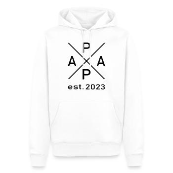 Papa est. 2023 - Männer Premium Bio Hoodie - Weiß - Vorne - Nico (187cm)